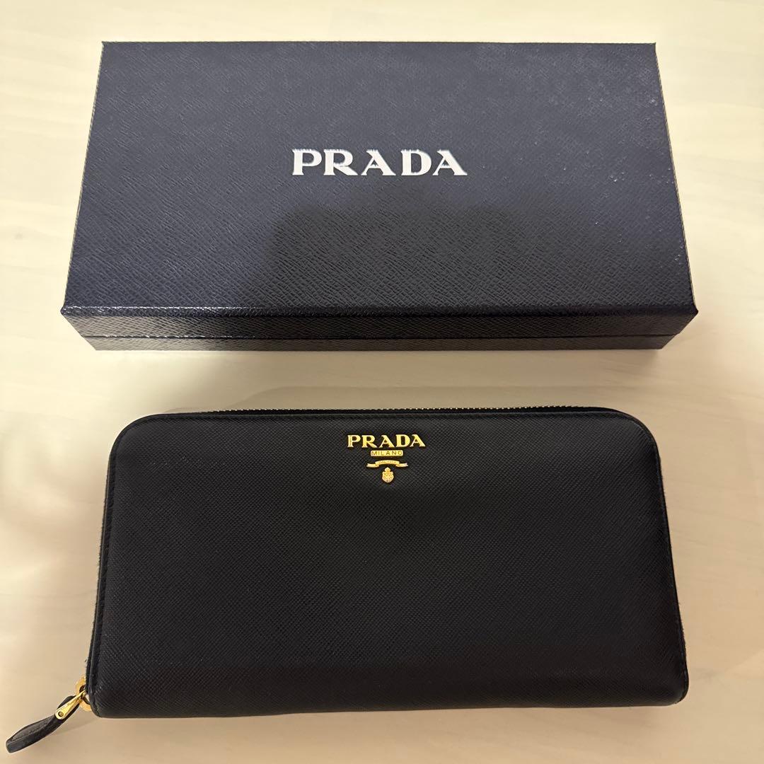 ケン　　PRADA サフィアーノレザー 長財布 ブラック