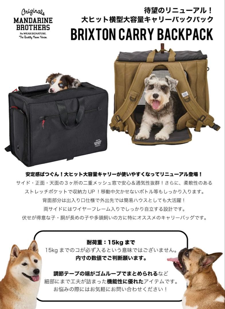 ブリクストンキャリーバックパック ワイド ※リニューアル　ブラウン　L