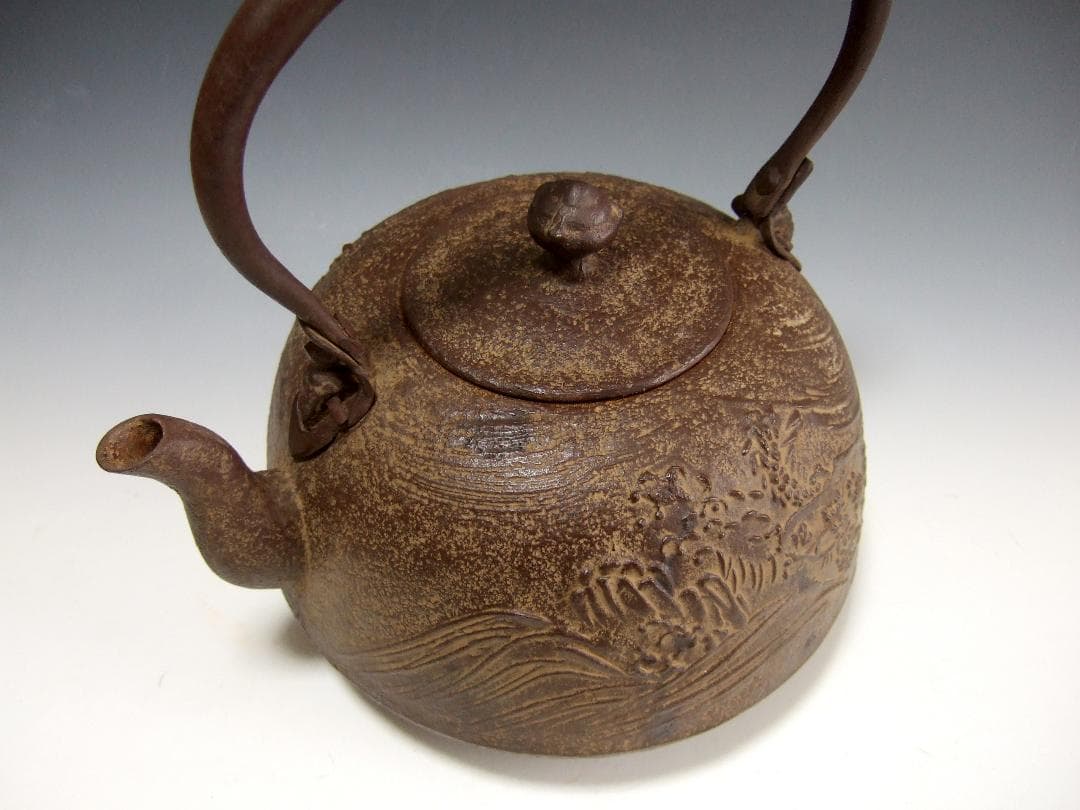 南部 宝鉄堂 雲龍紋 鬼面鐶付 鉄瓶