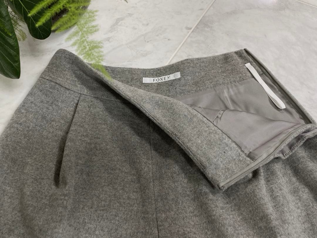 極美品★ FOXEY/フォクシー カシミヤ100％ワイドショートパンツ38