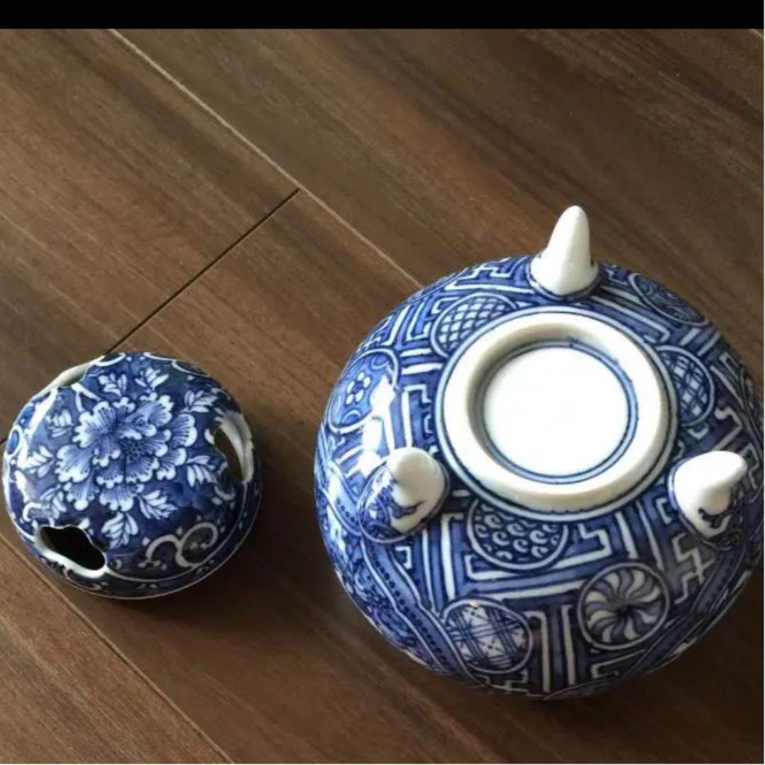 京焼　清水焼　土山松泉作　染付山水　香炉