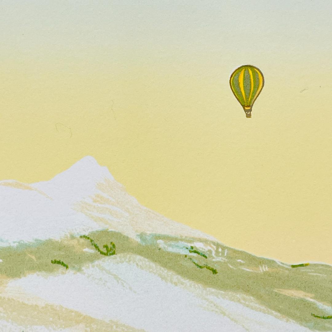 真作保証 ファンシュ・ルダン『ロッキー山脈の熱気球』大作 画寸h50×w65cm