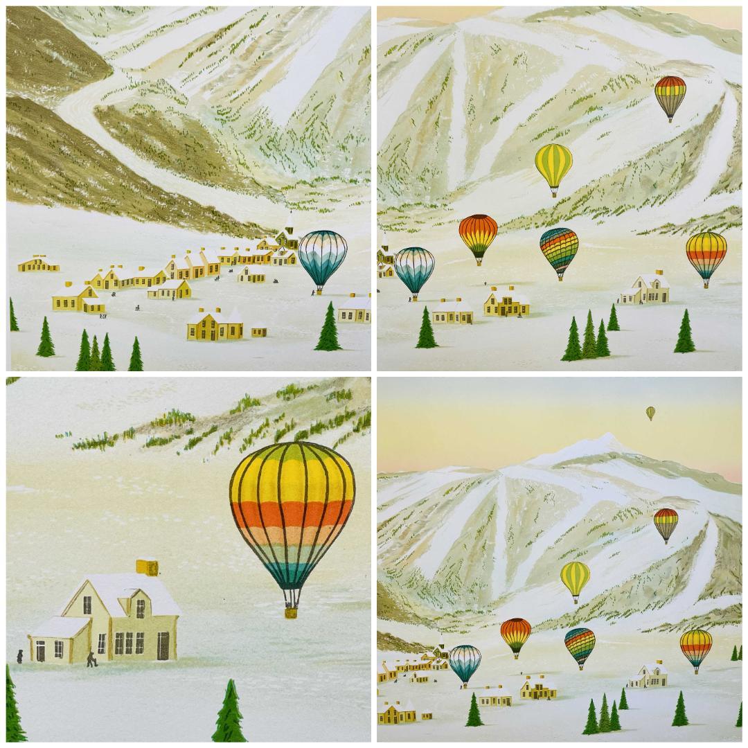 真作保証 ファンシュ・ルダン『ロッキー山脈の熱気球』大作 画寸h50×w65cm