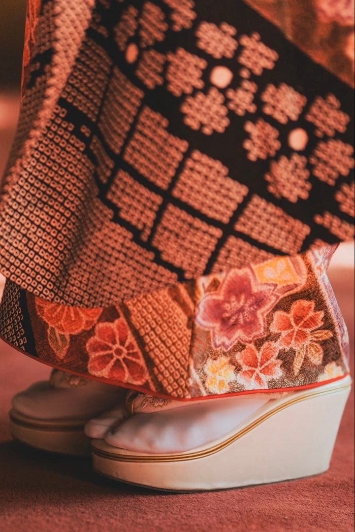 総絞り　桜　熨斗　振袖　成人式　フルセット　正絹　赤