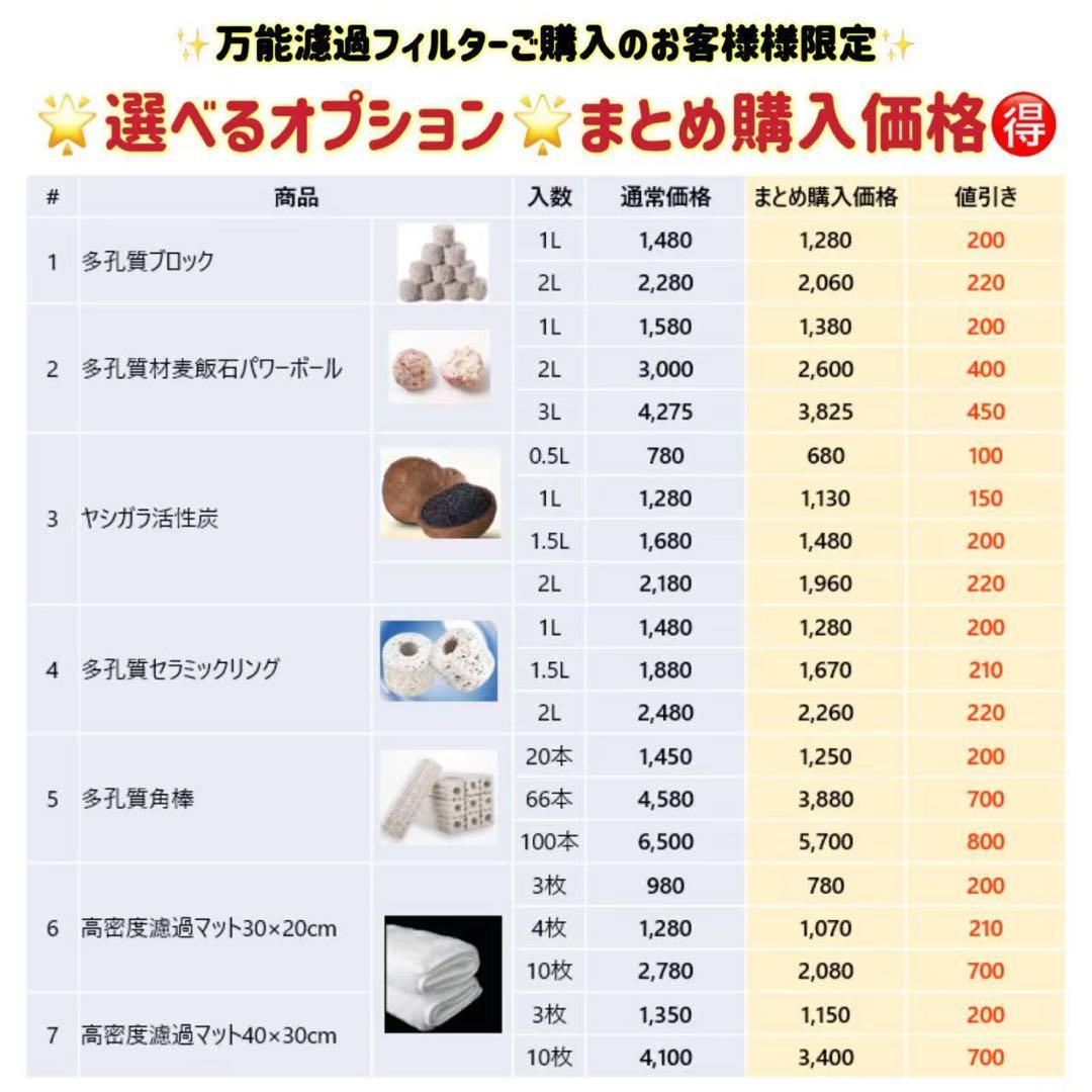 大型水槽用沈殿物理生物一体型濾過槽　外部式濾過装置器バイオスポンジフィルター付き