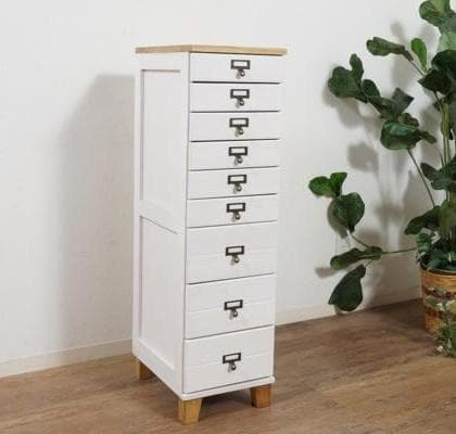【新品・未使用】　桐製　 隙間ラック　箪笥　整理タンス　書類チェスト　9段