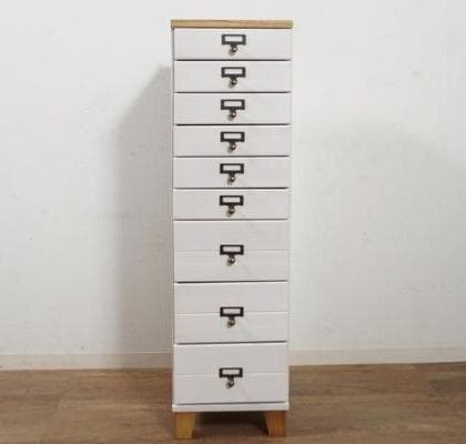 【新品・未使用】　桐製　 隙間ラック　箪笥　整理タンス　書類チェスト　9段