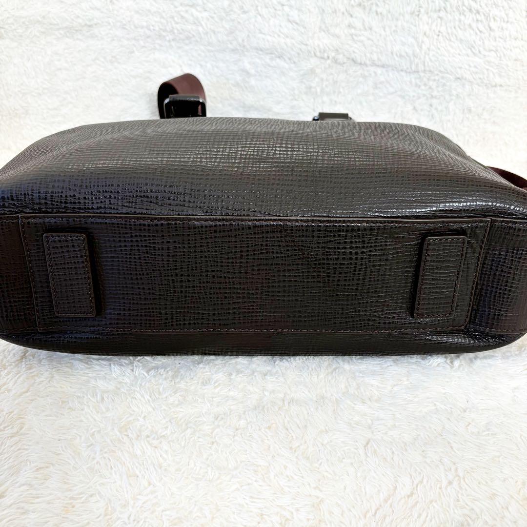 極美品　ヒューゴボス　ブリーフケース　ショルダーバッグ　2way ブラウン　本革