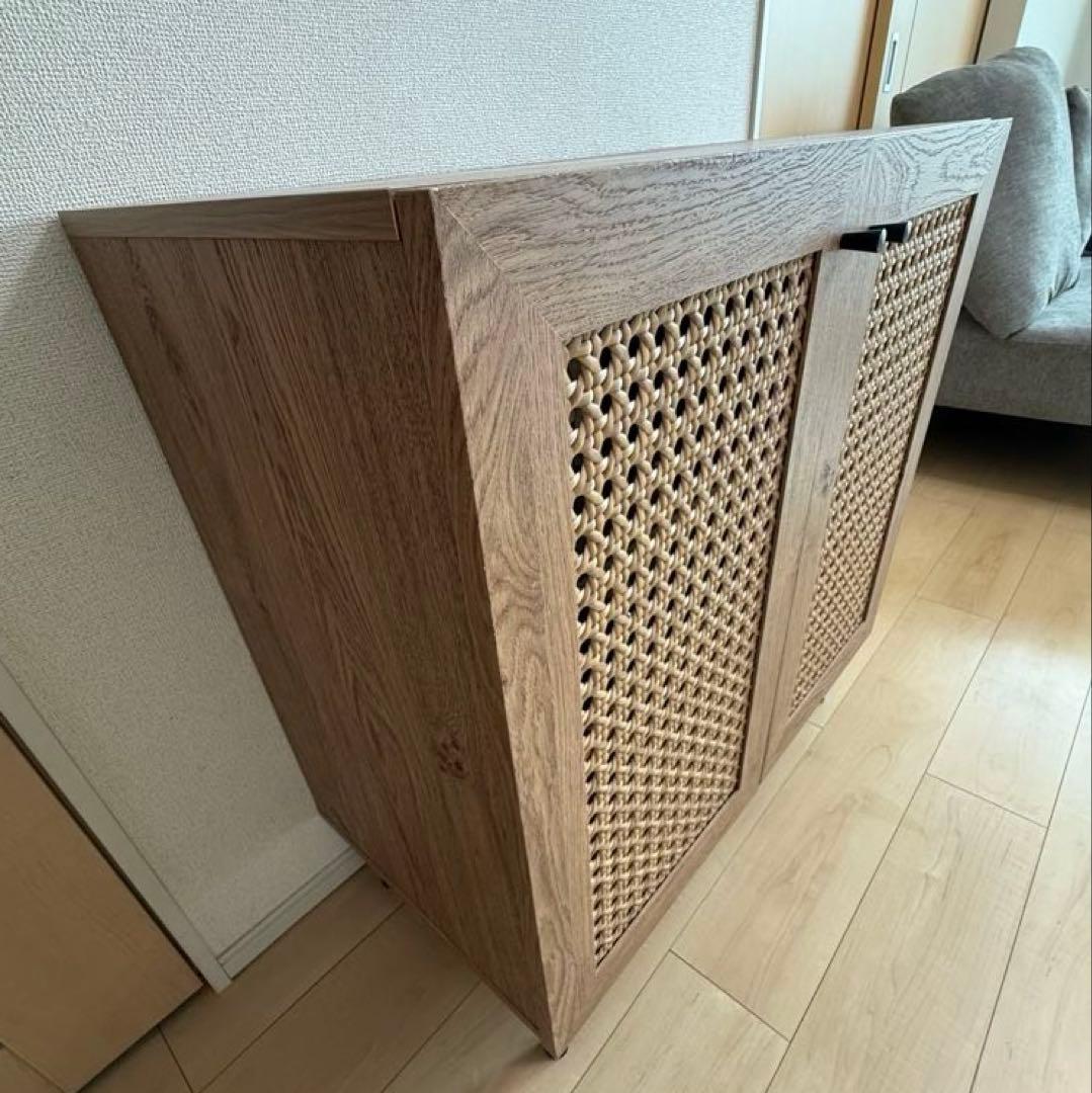 【LOWYA】引取り可！ラタン調キャビネット