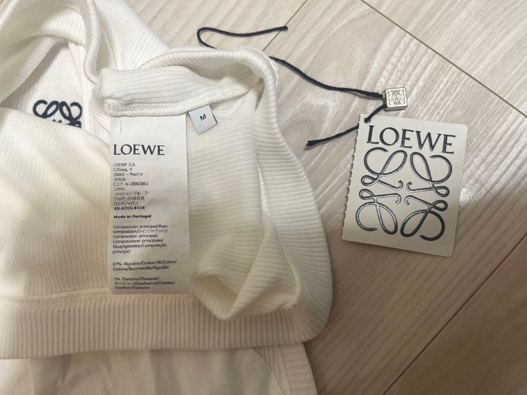 【正規品】LOEWE リブ編み タンクトップ M ホワイト