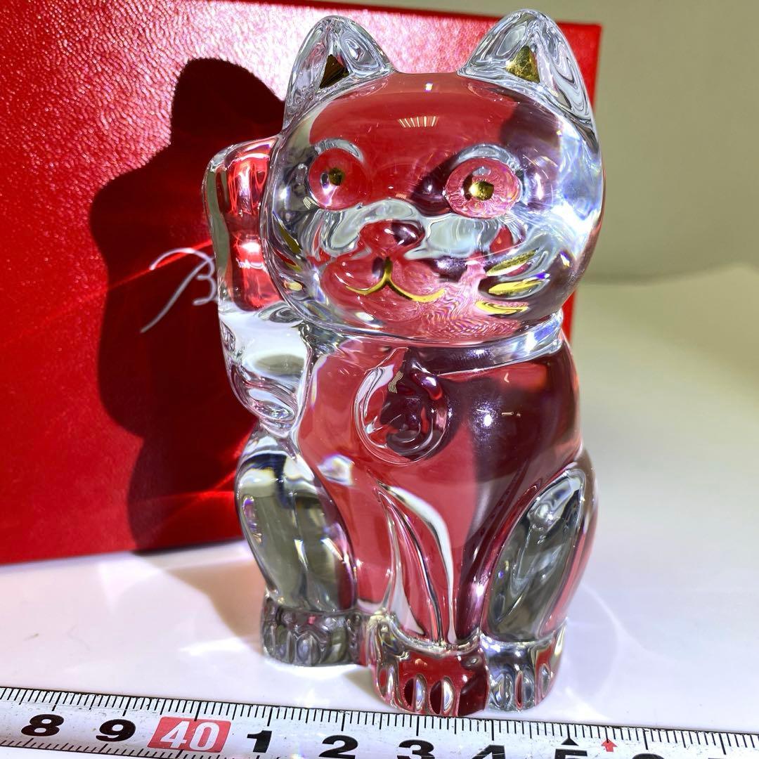 バカラ　招き猫　共箱　トヒル　高さ約10cm 東N7-1018②