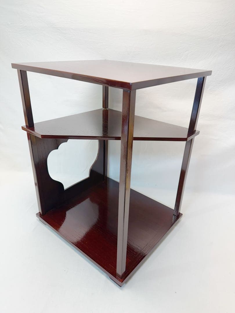 未使用 茶道具 江戸指物師 渡辺可映作 仙翁棚溜塗 田中仙翁好 ウコン布 共箱