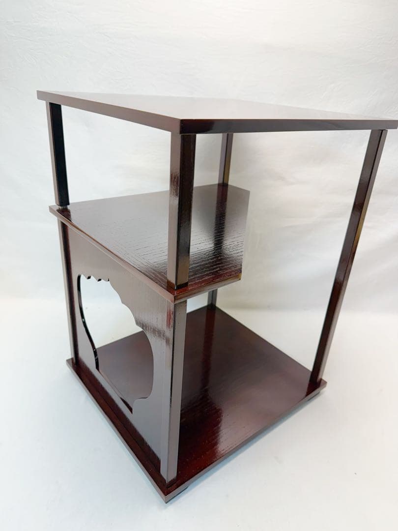 未使用 茶道具 江戸指物師 渡辺可映作 仙翁棚溜塗 田中仙翁好 ウコン布 共箱