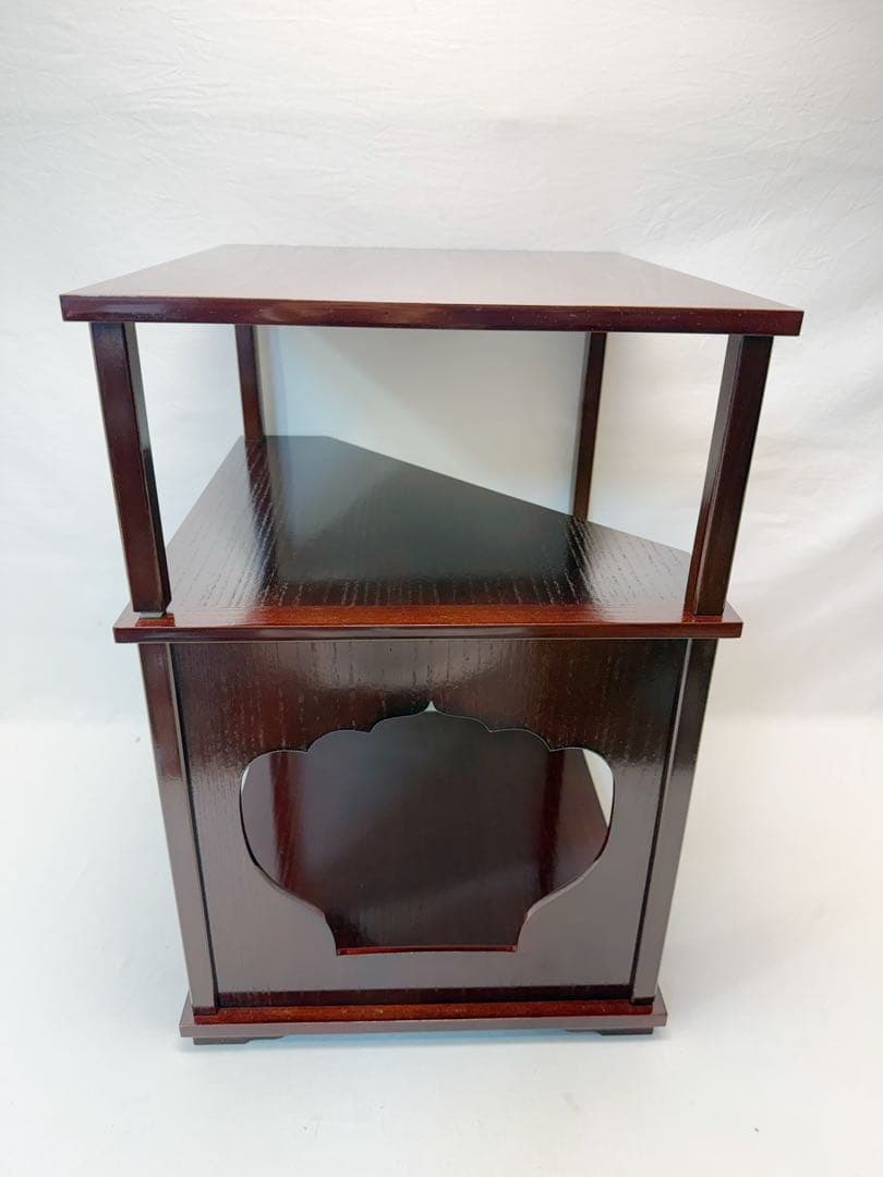 未使用 茶道具 江戸指物師 渡辺可映作 仙翁棚溜塗 田中仙翁好 ウコン布 共箱