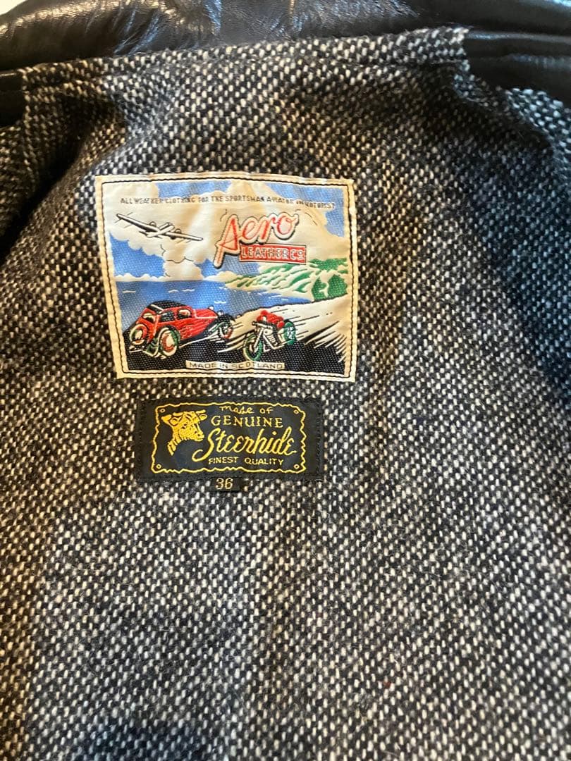 エアロレザー　ハーフベルテッド　革ジャン　レザージャケット　タロン　ビンテージ