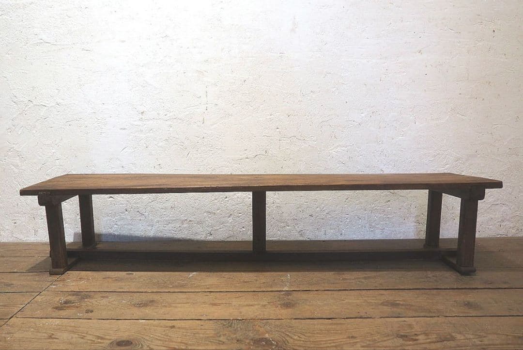 1351　レトロな長テーブル　文机　陳列台　展示台　ローテーブル　古家具　古道具