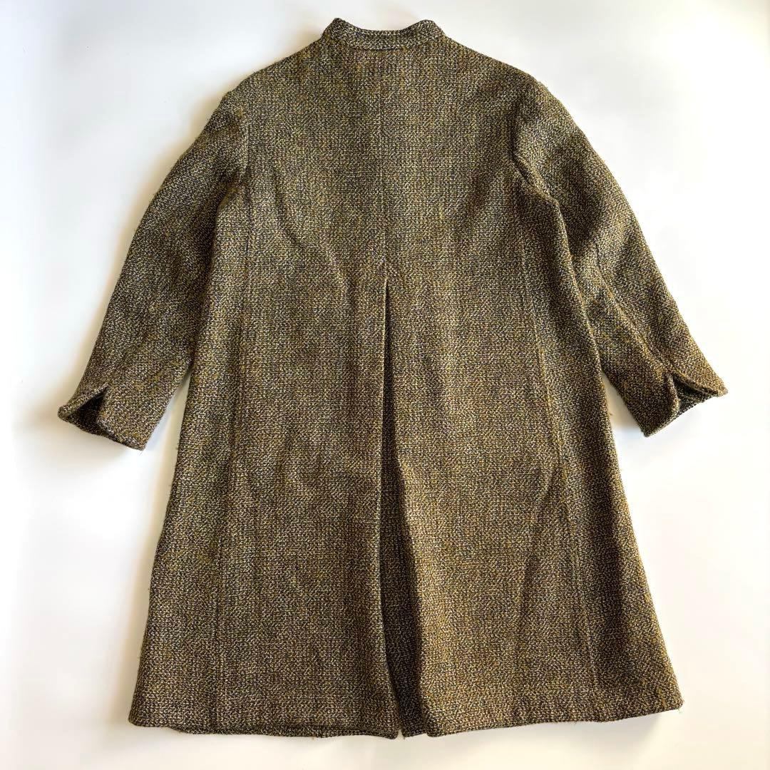 45R 45r アーミッシュ ツイード ロング コート ウール グリーン系 現行