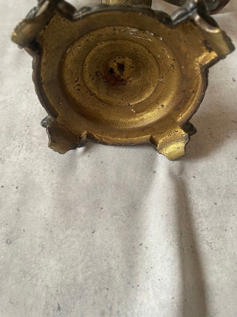 フランスアンティーク♪装飾刻印 キャンドルスタンド 3灯金属製