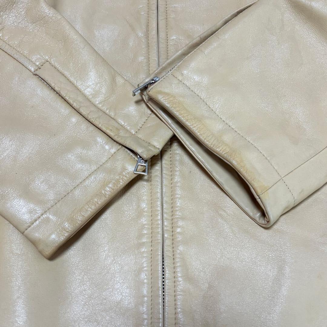 【美品】Lサイズ ポールスミス 牛革カウレザー シングルライダースジャケット