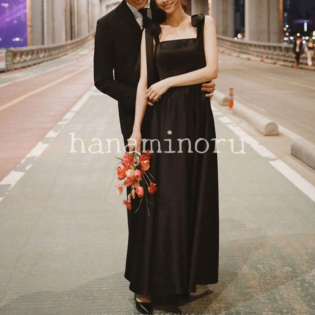 黒　前撮り　結婚式　披露宴　お色直し　パーティー　ドレス　二次会　街撮り