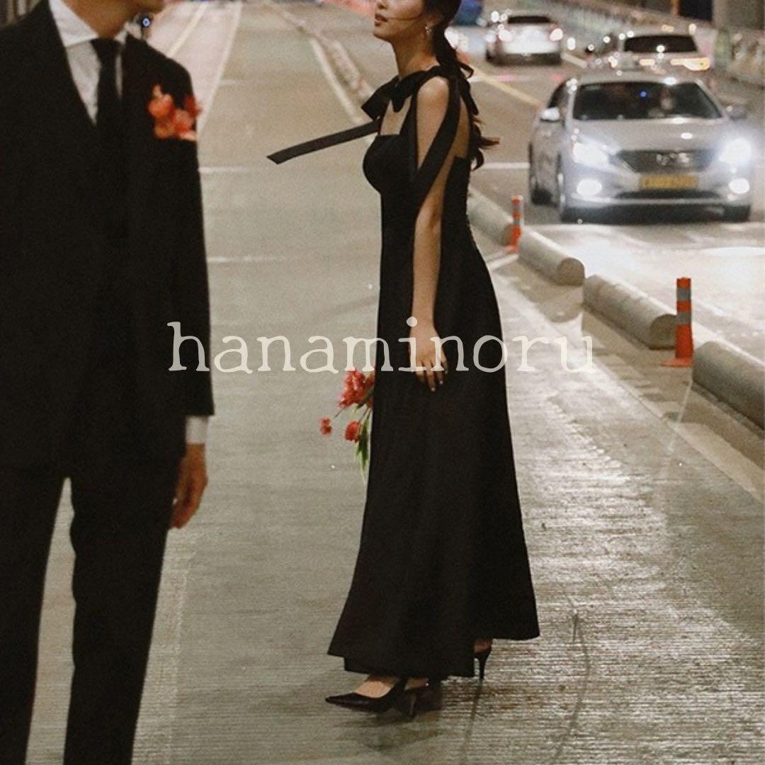 黒　前撮り　結婚式　披露宴　お色直し　パーティー　ドレス　二次会　街撮り