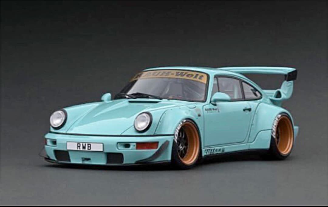 1／18ミニカー イグニッションモデル　ポルシェRWB964ライトブルー【新品】