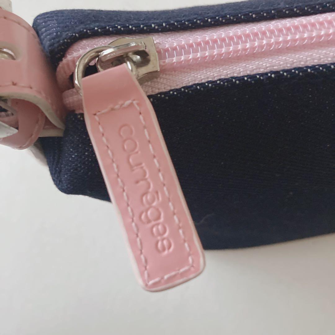 稀少☆未使用 クレージュ ショルダーバッグ デニム ヴィンテージ ロゴ ピンク