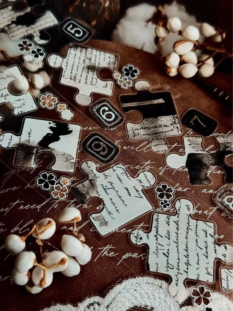 海外マスキングテープ巻売り パズル・セピア 装飾マスキングテープ