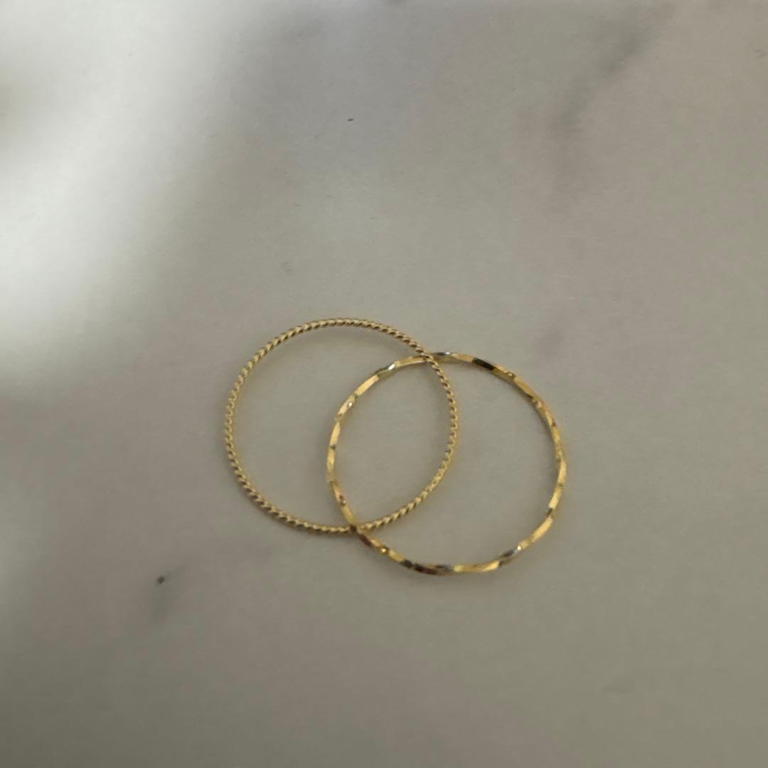 K18YG ゴールドリング 2連　スパイラル