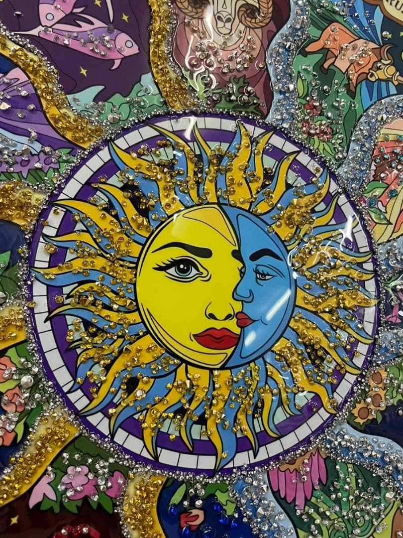 水晶絵　アートパネル　星座　十二星座　黄道　占星術　占い　50×50　星空　絵画