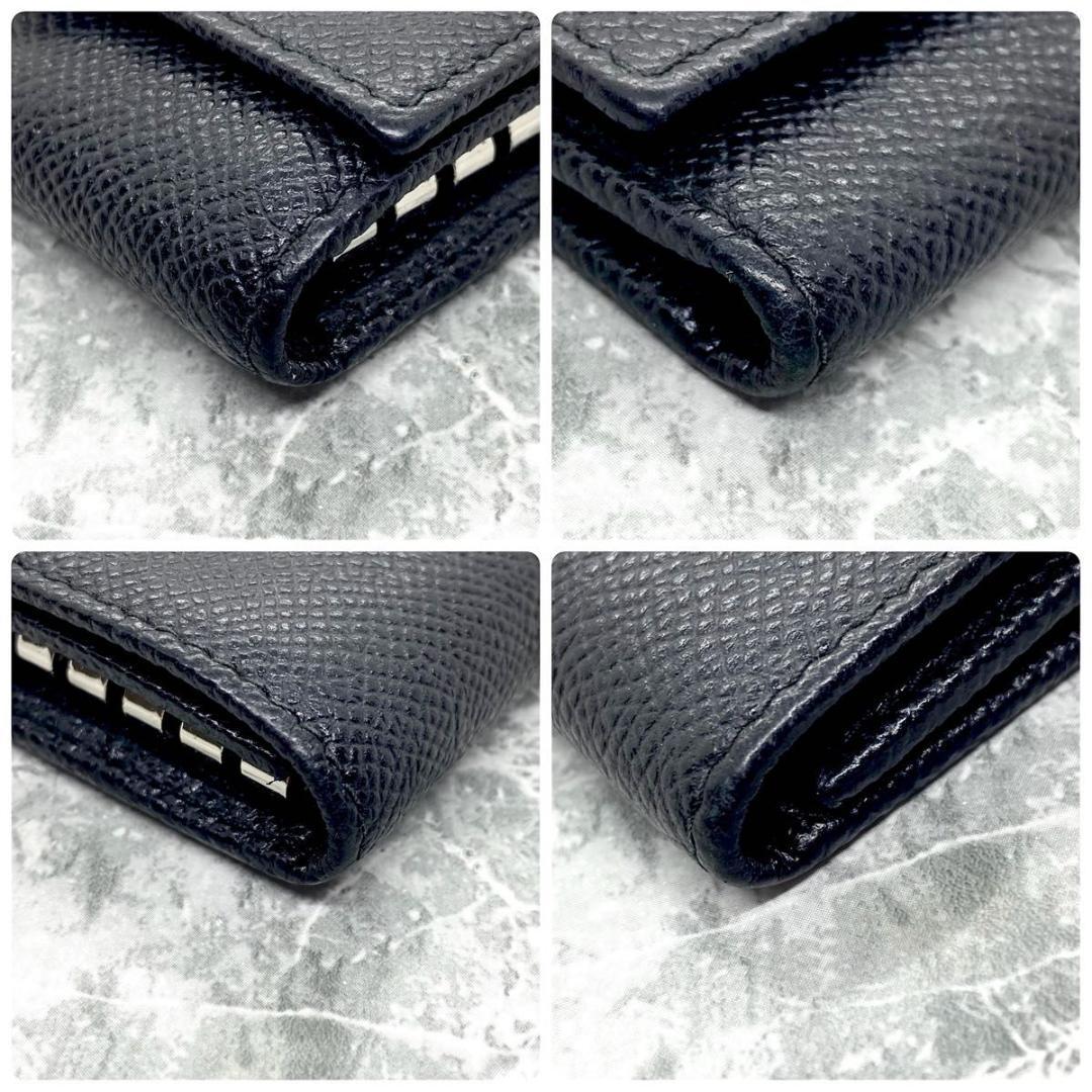 極美品 BVLGARI ブルガリ ロゴ キーケース 6連 レザー ブラック
