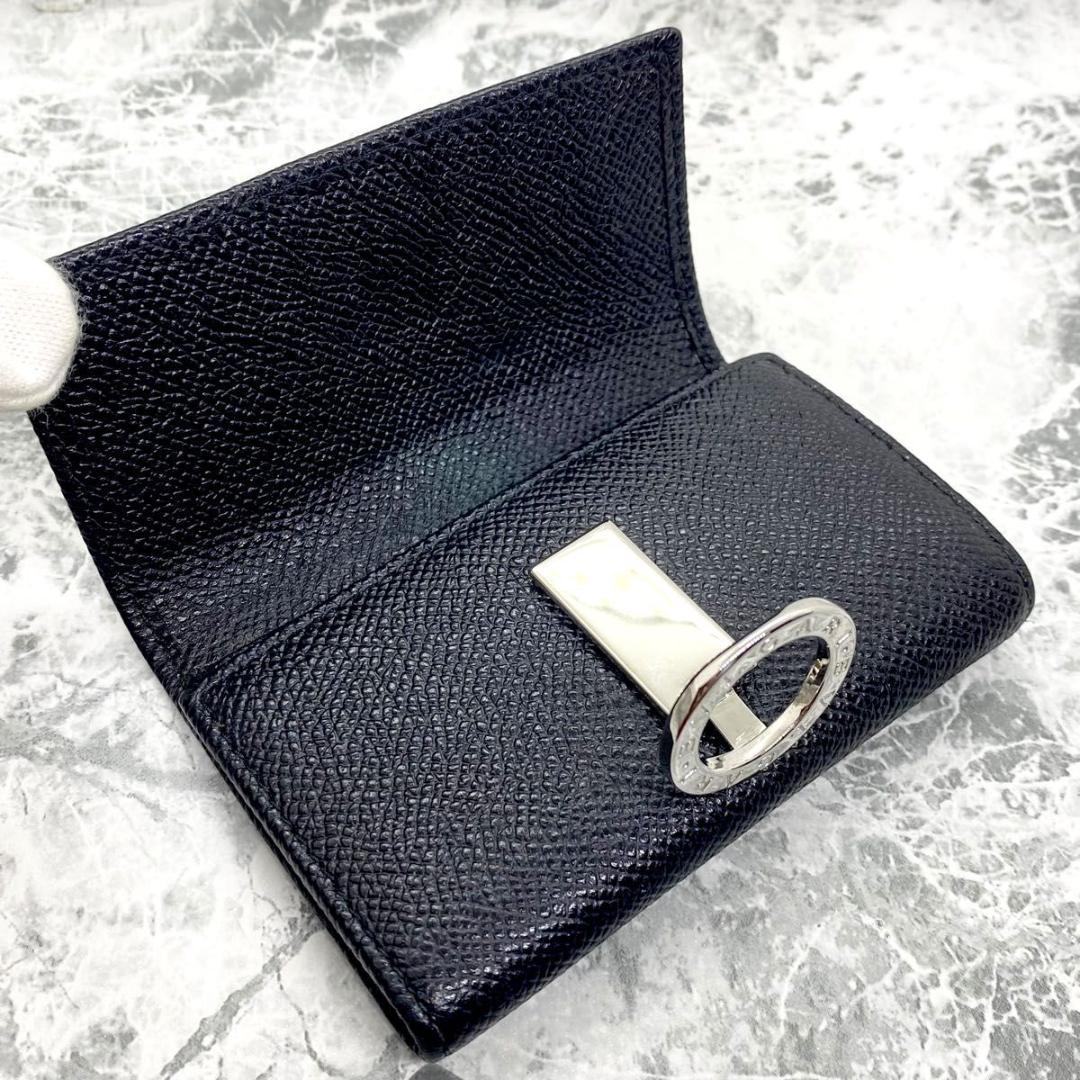 極美品 BVLGARI ブルガリ ロゴ キーケース 6連 レザー ブラック