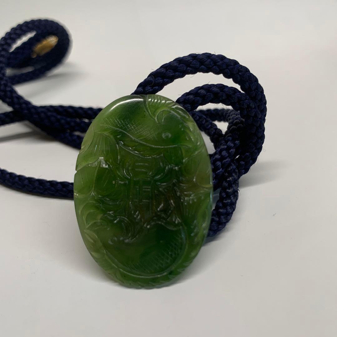 帶留 砡製 翡翠　鯉の滝登り  pur緑　12g