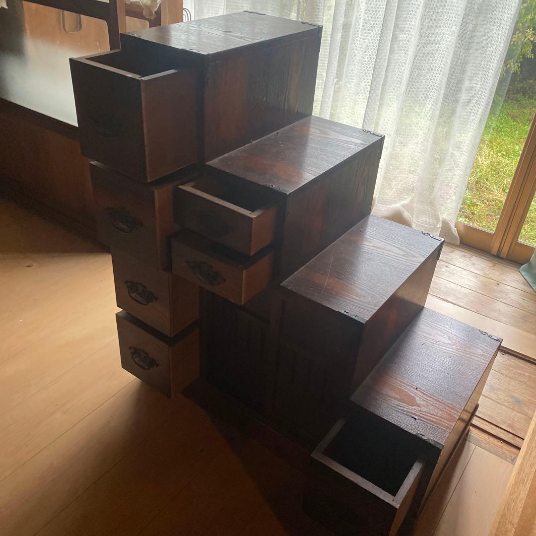 木製階段状引き出しタンス