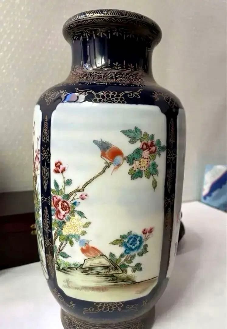 中国 粉彩 四方開窓花鳥紋 雍正年製铭 陶芸。