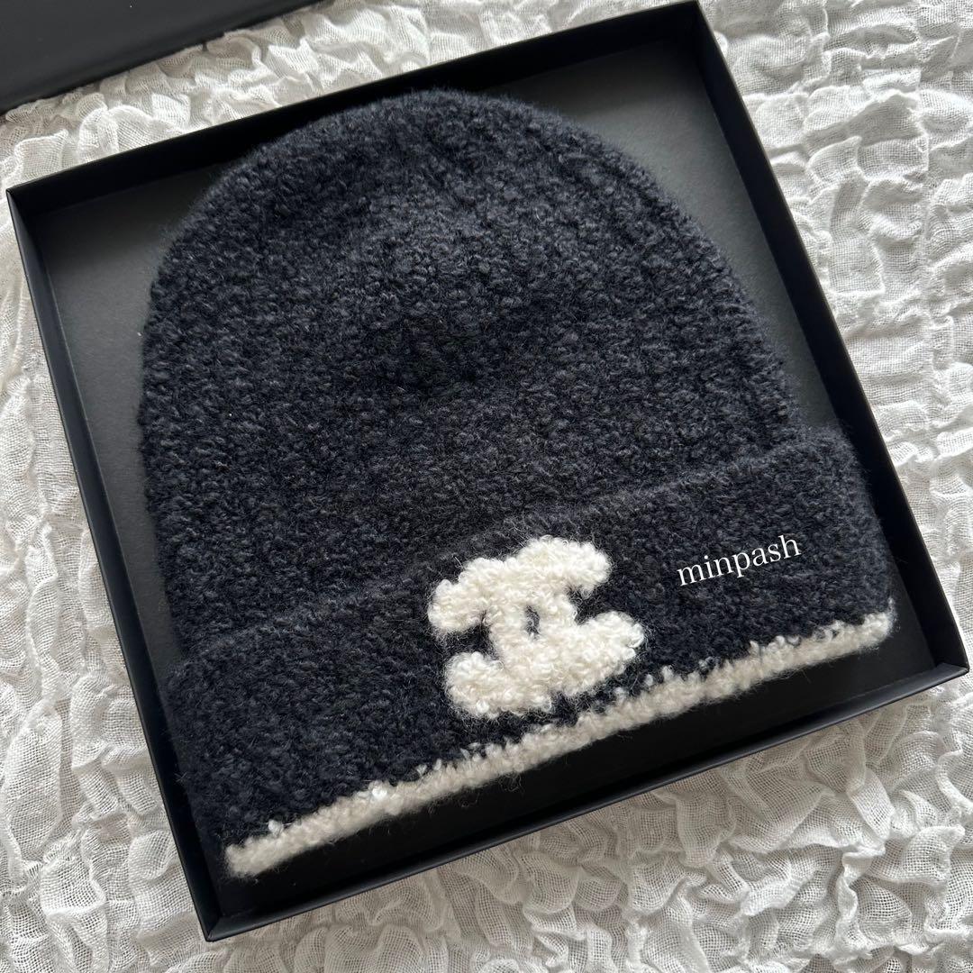 CHANEL ♡ 大人気 男女兼用 ニット帽 CCマーク ビーニー 黒 正規品