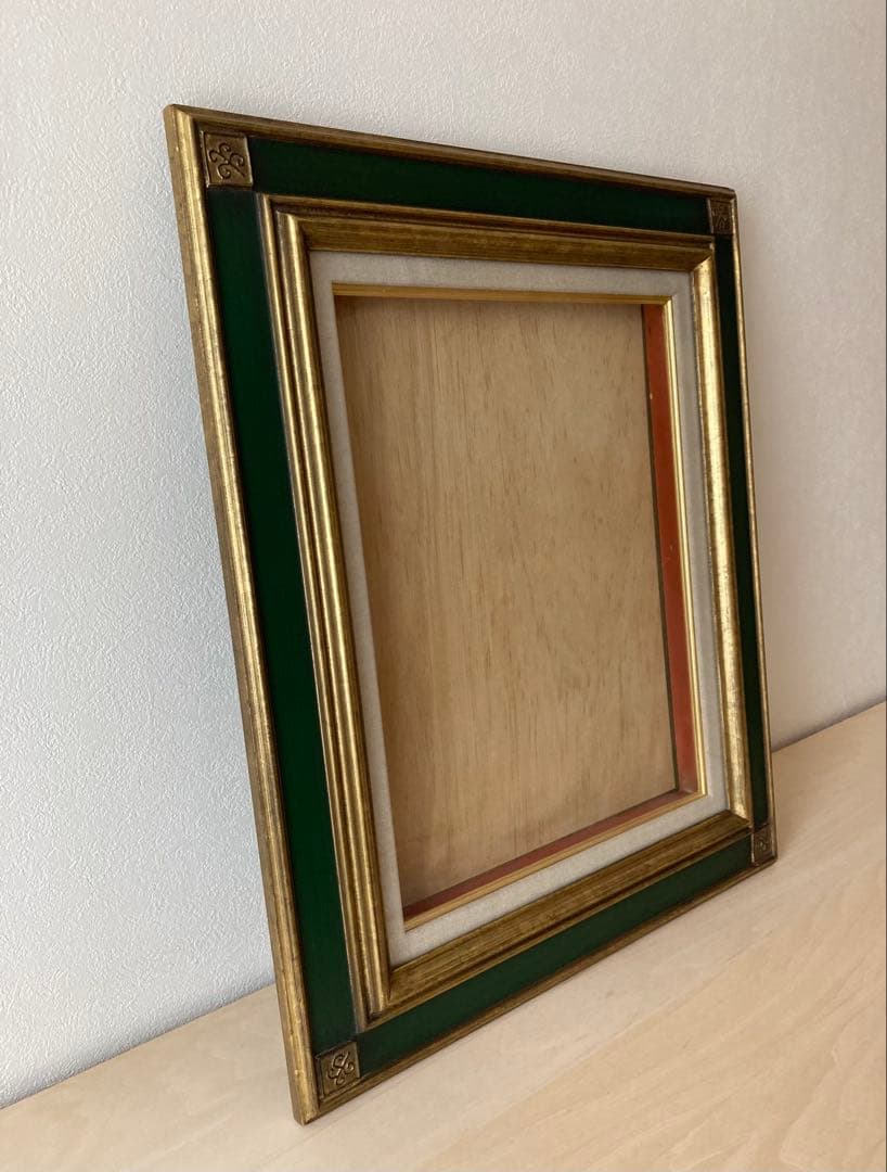 油絵・日本画用額縁　金と緑　角紋模様