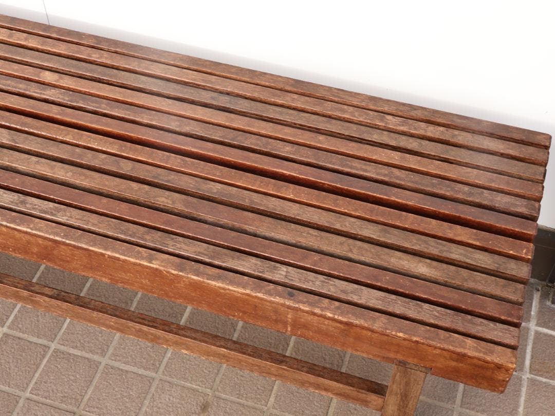 BK235 昭和レトロ　縁台　スリットベンチ　木製　腰掛　長椅子　いす