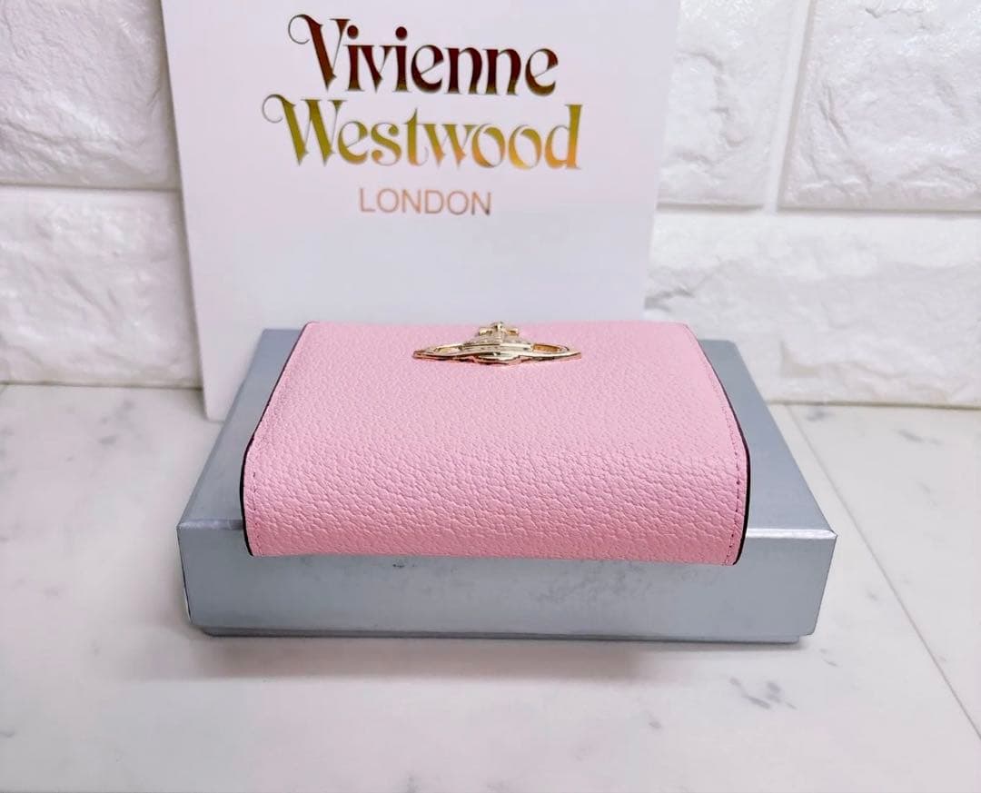 【最新作◇高級感】ヴィヴィアン・ウエストウッド オーブ 二つ折り財布 ピンク