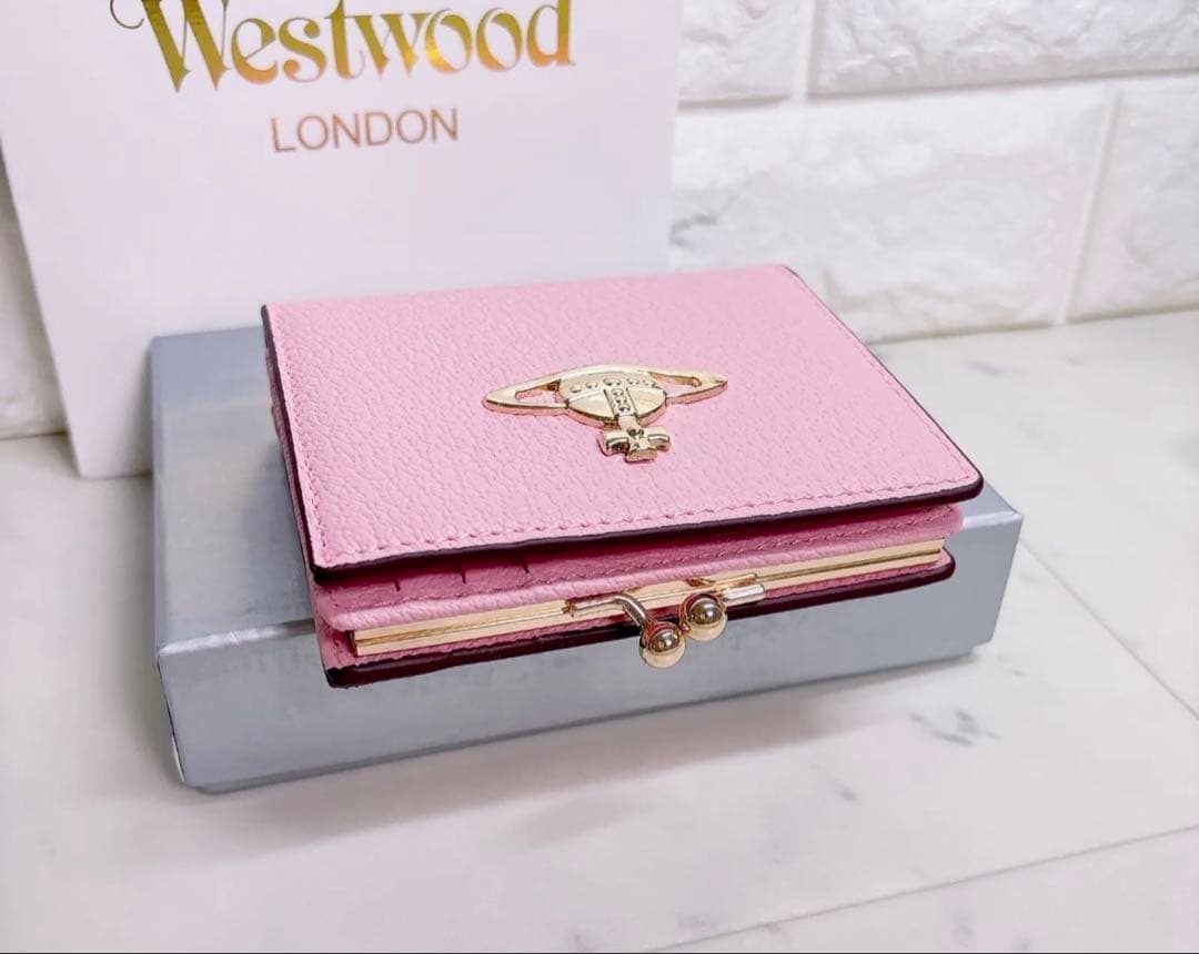 【最新作◇高級感】ヴィヴィアン・ウエストウッド オーブ 二つ折り財布 ピンク