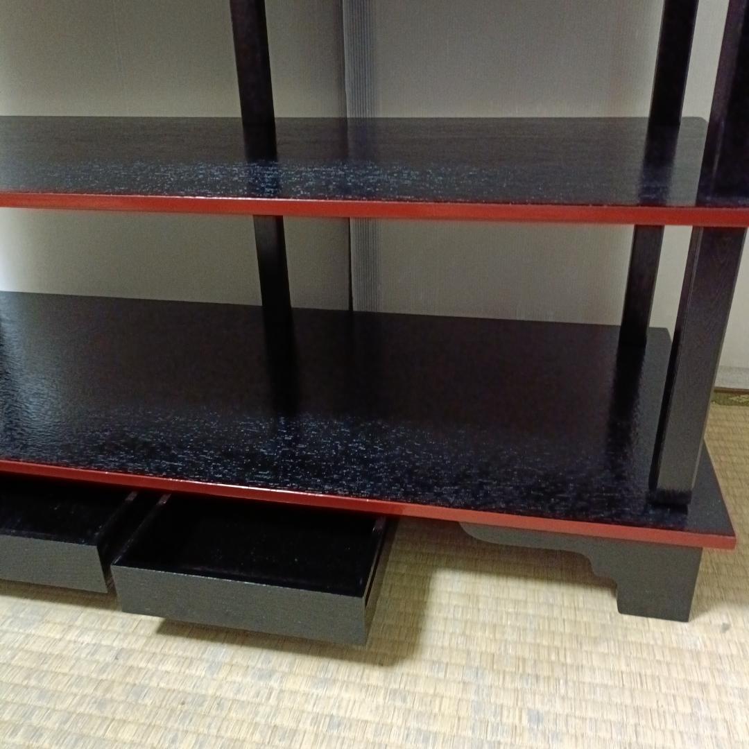 K103 水谷棚 配膳棚 柿合塗 組立式 五段 懐石道具 茶道具