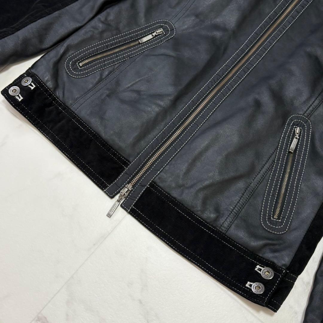 【美品】バーバリーブラックレーベル レザージャケット コーデュロイ ノバチェック
