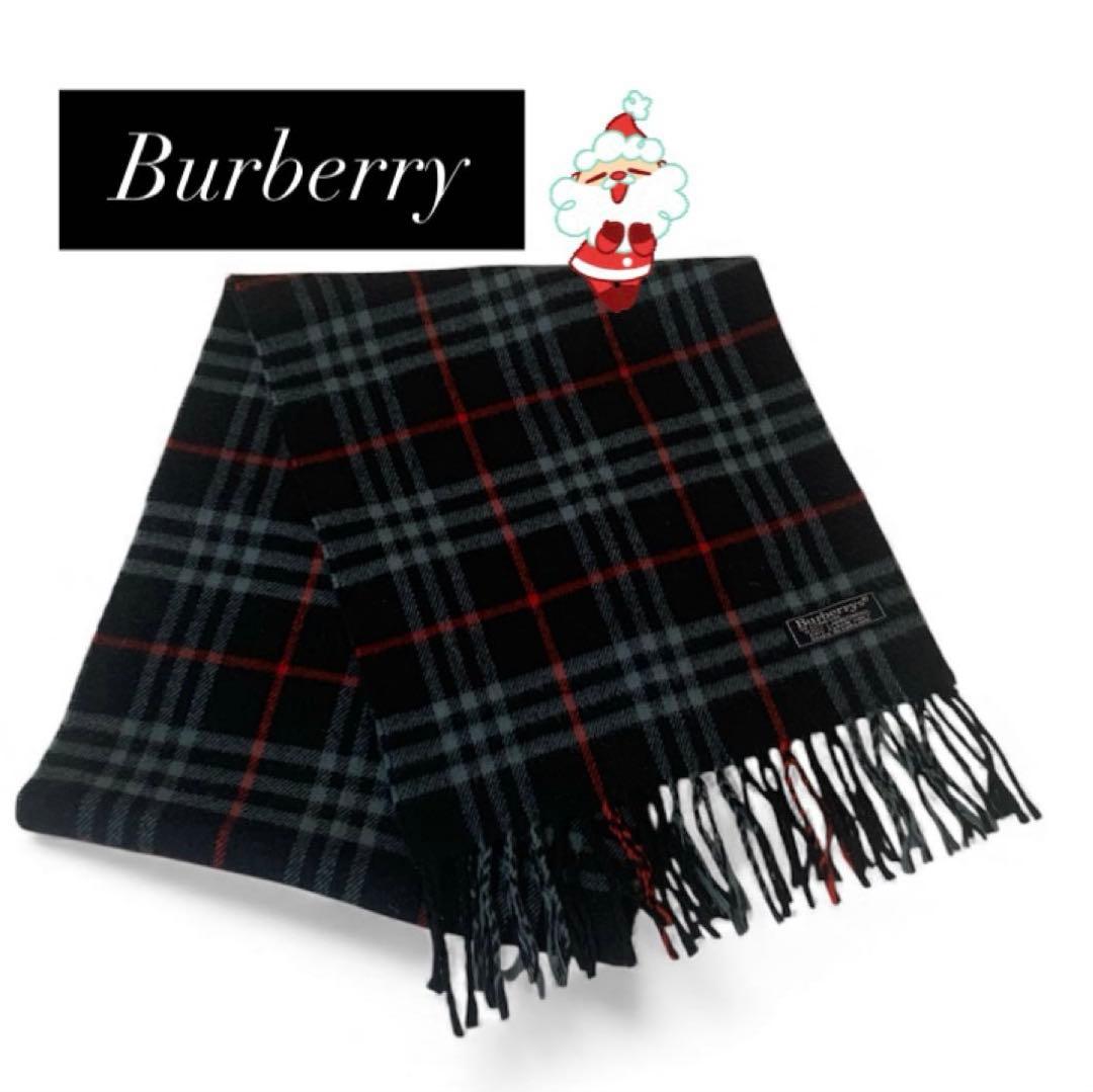 【Burberry】【新品未使用】かわいいチェック柄マフラー ラムズウール
