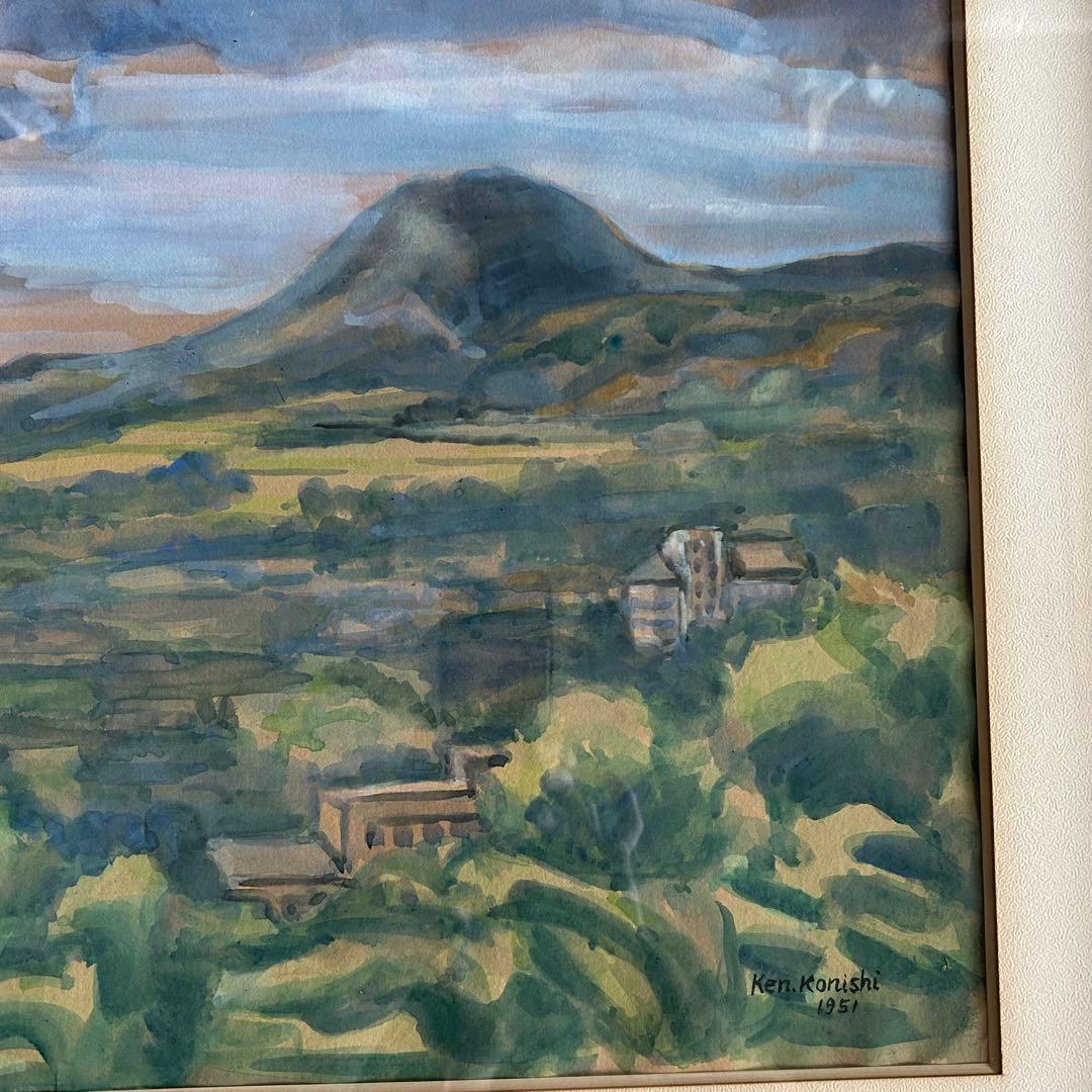 Ken Konishi 小西謙三 水彩画 風景 1951年制作　額装 インテリア