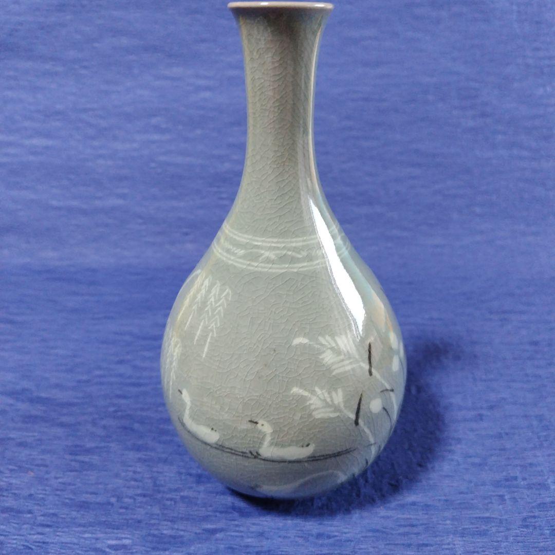 高麗青磁　柳海剛　花瓶 1986　陶器　レトロ
