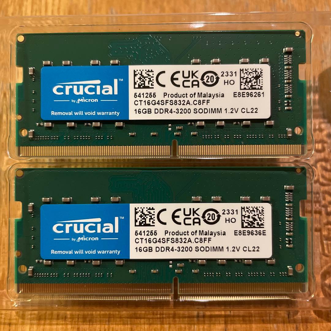 Crucial SODIMM DDR4-3200 16GB x 2枚