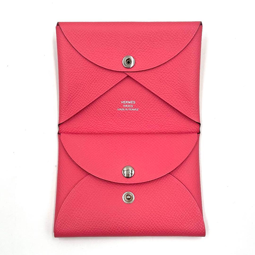 極美品 HERMES エルメス カルヴィデュオ ピンク コンパクトウォレット