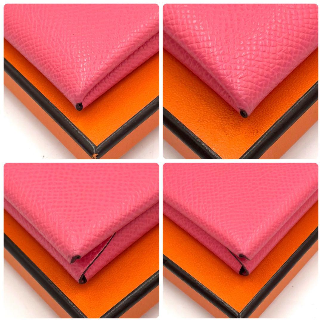 極美品 HERMES エルメス カルヴィデュオ ピンク コンパクトウォレット