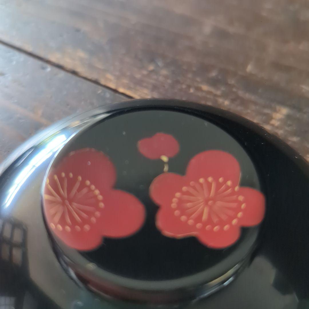 京都美術　漆芸作家　作家もの　山中漆器　草花絵変わり　雑煮椀　吸物椀　黒　5客揃