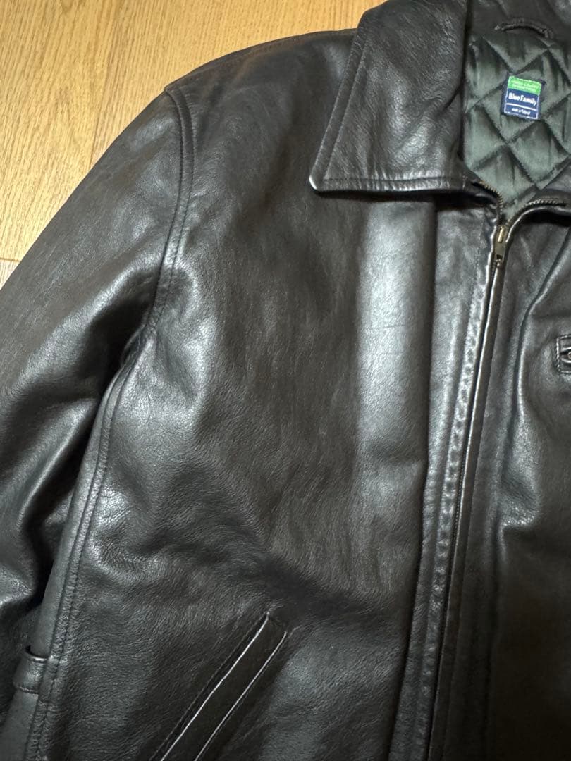 雰囲気抜群 ベネトン 短丈 レザージャケット 内側キルティング ブラック M